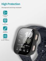 2pack Case for Amazfit Bip 6,NOUKAJU Protective Cover Smart Watch,Built-in 9H Tempered Glass Film, Hard PC,Easy to Install,Screen Protector for Amazfit Bip 6(Black+Black) - Image 3