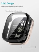 2pack Case for Amazfit Bip 6,NOUKAJU Protective Cover Smart Watch,Built-in 9H Tempered Glass Film, Hard PC,Easy to Install,Screen Protector for Amazfit Bip 6(Black+Black) - Image 4