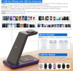Wireless Charging Station, 3 in 1 Fast Wireless Charger for iPhone 15/14/13/12/11 Series/SE/XS/XS Max/XR/X/8/8 Plus, Charging Stand for Apple Watch SE/8/7/6/5/4/3/2/Ultra and AirPods Pro/3/2 - Image 3