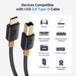 Cable Matters USB B to USB C Cable - 6.6ft, USB-C to USB-B Cable, MIDI to USBC Cord, Compatible with Printer, MIDI Controller/Keyboard, Black - Image 5