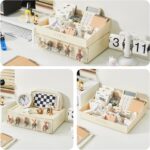 Desktop organizer | 2 Tier Stationary Desk Organizer with Drawer - Stackable & Easy-to-clean - Storage Organizer with 6 Compartments & 1 Drawer for Office, College, Dorm - Image 6