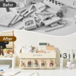 Desktop organizer | 2 Tier Stationary Desk Organizer with Drawer - Stackable & Easy-to-clean - Storage Organizer with 6 Compartments & 1 Drawer for Office, College, Dorm - Image 10