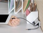 Bostitch Office Konnect 5-Piece Desktop Organizer Kit, Includes Cable Management Rail, Charging Phone Dock, Tape Dispenser, Sticky Notes, Storage Bin, White (KT-CKIT1-WHITE) - Image 4