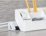 Bostitch Office Konnect 5-Piece Desktop Organizer Kit, Includes Cable Management Rail, Charging Phone Dock, Tape Dispenser, Sticky Notes, Storage Bin, White (KT-CKIT1-WHITE) - Image 5