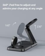 3 in 1 Wireless Charging Station for Apple Devices, Foldable Magnetic MagSafe Charger Stand for iPhone 16/15/14/13/12 Series, Apple Watch, and AirPods (Black) - Image 5
