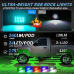 20Pods Metal RGB LED Rock Lights with Bluetooth APP/RF Remote Control, 480LED Multicolor Underglow Kit with Dual Zone Music Mode 12V Underbody Lights Waterproof for Trucks - Image 4