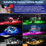 20Pods Metal RGB LED Rock Lights with Bluetooth APP/RF Remote Control, 480LED Multicolor Underglow Kit with Dual Zone Music Mode 12V Underbody Lights Waterproof for Trucks - Image 6