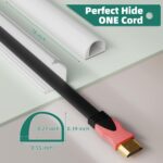 Cord Hider Raceway Kit, 118 inch Wall Cable Hider for 1 Cable, Silicone Material Hiding Wall Mount TV Powers Cords in Home Office, W0.59 H0.39in White - Image 3