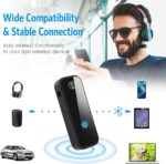 JXTZ Aux Bluetooth 5.0 Adapter for Car, 2 in 1 Wireless Bluetooth Transmitter and Receiver for Headphones Car Home Audio Speaker, Portable 3.5mm Wireless Audio Receiver, Hands-Free Call - Image 3