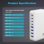 USB C Charger, 200W 8-Port USB C Charging Station Hub, GaN Fast Charger, Compatible with MacBook Pro/Air/Google Pixel/iPhone 15/14/13/Galaxy S24/S23/S22/Smartphones/Laptops/Tablets - Image 6