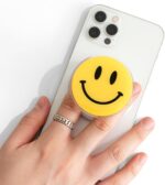 Magsafe Compatible Mobile Phone Grip Stand Holder Cute Smile Face Shape Expandible Collapsible for Kindle Smartphone Tablet Cell Phone Accessory (Yellow) - Image 3