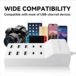 USB Charging Station, 10 Ports Family-Sized Smart USB Ports for Multiple Devices Smart Phone Tablet Laptop Computer (1 Pcs) - Image 5