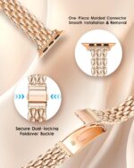 Dressy Rose Gold iWatch Bands for Women - Compatible with Apple Watch Series 10-1/SE/Ultra, Fits 38mm 40mm 41mm 42mm 44mm 46mm - Luxury Designer Bracelet, Elegant Stylish Strap - Image 4