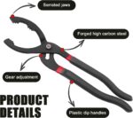12" Adjustable Oil Filter Pliers, Automotive Oil Filter Removal Tools with Long Handle, Universal Oil Filter Wrench for Engine Filters in Cars and Trucks, Car Accessories (Black) - Image 4