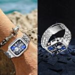 SUPLINK Stainless Steel Case with Band Compatible with Apple Watch Bands 44mm 42mm for Men, Metal Rugged Protector Cover Strap for iWatch Apple watch Series SE 6 5 4 3 2 1(Silver) - Image 4