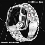 SUPLINK Stainless Steel Case with Band Compatible with Apple Watch Bands 44mm 42mm for Men, Metal Rugged Protector Cover Strap for iWatch Apple watch Series SE 6 5 4 3 2 1(Silver) - Image 6