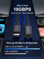 USB C Extension Cable 10FT,USB 3.2 10gbps Male to Female Type C 3.1 5A PD100W Fast Charging Cable 4K Video for Switch,MacBook Pro/Air,iPad Pro,Dell XPS,Surface Book,PSVR2,USB C Hub,iPhone15 16 - Image 4