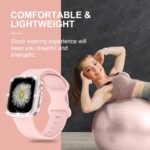 XYF Compatible for Pink Apple Watch Bands 44mm 45mm 46mm 42mm 45mm 40mm 38mm Women with Bumper Case, Silicone Strap Glitter Bling Face Cover for iWatch SE Series 10 9 8 7 6 5 4 3 2 1 - Image 6