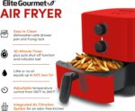 Elite Gourmet EAF-3218R Personal 1.1 Quart Compact Space Saving Electric Hot Air Fryer Oil-Less Healthy Cooker, Timer & Temperature Controls, Red. - Image 3