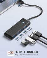 ORICO USB 3.0 Hub, 4-Port USB Hub, Ultra Slim USB Splitter for Laptop for MacBook, Mac Pro, iMac, Surface Pro,XPS, PS5, PC, Flash Drive, Mobile HDD(Black/0.5ft) - Image 3
