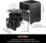 Ceramic Air Fryer Stainless Steel Shell Compact 6 QT for Small Family, DAYBEST Max 450°F 12-in-1 Metal Airfryer Dual Heats 1700W with Window, Dishwasher Safe Accessories (Black) - Image 3