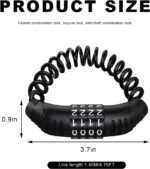 Motorcycle Helmet Cable Lock, Retractable Anti-Theft Helmet Lock with 4-Digital Combination Password, Security Cable Lock for Motorcycle Helmets Luggage Backpacks Strollers - Image 3