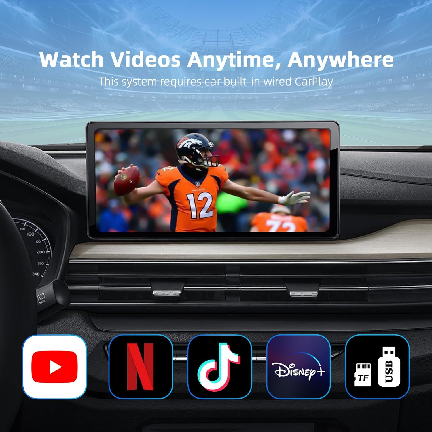 AI 7 Wireless CarPlay Adapter Android Box with YouTube Netflix TikTok Disney+, Play Store(for App Download), Supports TF Card & USB Drive, USB/Type-C, Fits for Built-in Wired CarPlay Car (32GB) - Image 3