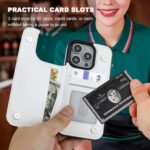 ONETOP for iPhone 16 Pro Wallet Case with Card Holder, 360° Rotation Ring Kickstand RFID Blocking PU Leather Double Magnetic Clasp Shockproof Cover for Women and Girls 6.3 Inch (White) - Image 3