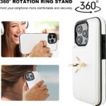 ONETOP for iPhone 16 Pro Wallet Case with Card Holder, 360° Rotation Ring Kickstand RFID Blocking PU Leather Double Magnetic Clasp Shockproof Cover for Women and Girls 6.3 Inch (White) - Image 5