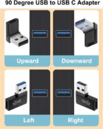 90 Degree USB to USB C Adapter (4 Pack), Vertical Up and Down Angle, Horizontal Left and Right Angle USB A Male to Type C Female Extender Connector - Image 3