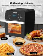 Nuwave Brio Air Fryer Oven, 15.5Qt X-Large Family Size, SS Rotisserie Basket &-Skewer Kit, Powerful 1800W, 50F-425F Temp Controls, Integrated Smart Thermometer - Image 8