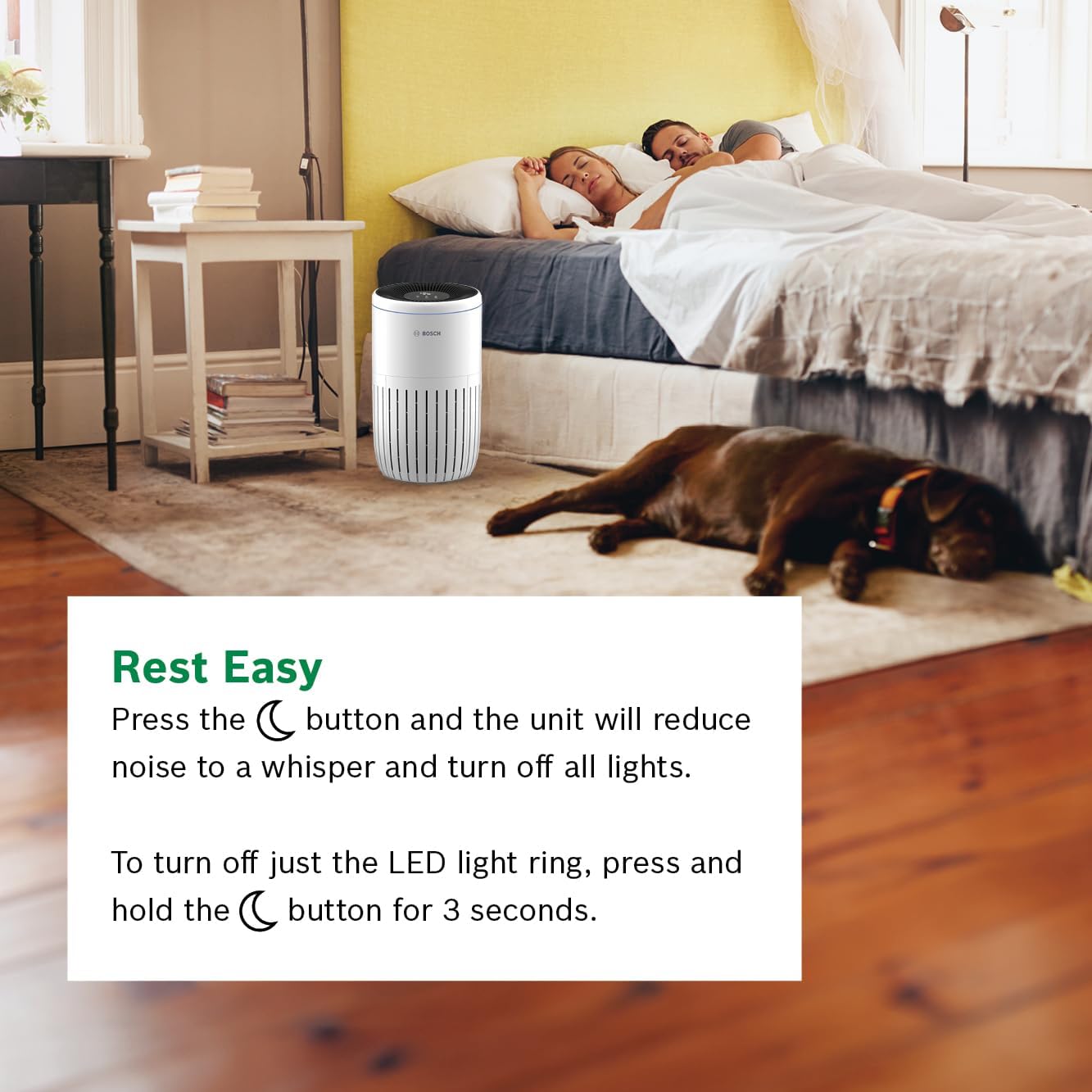 BOSCH Air Purifier for Home, Large Spaces (Covers, 2745-sq ft), 4-in-1 Filter for Pollen, Viruses, Smoke, Dust, Dander, Outdoor Pollution, Odors, HEPA, ENERGY STAR, Air 6000, White - Image 4