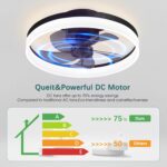 Low Profile Ceiling Fans with Lights,19.7" Flush Mount Ceiling Fan with Remote,Reversible,Noiseless,Dimmable,Black Fandelier Chandelier Ceiling Fan for Bedroom. - Image 7