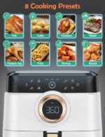 Air Fryer, ALLCOOL Airfryer Oven 8QT Large Air Fryer 1700W 8-in-1 with Touch Screen Air Fryers Dishwasher Safe Nonstick Tray Freidora de Aire 32 Recipes BPA & PFOA Free White Air Fryer - Image 5