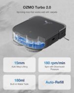 ECOVACS DEEBOT X2 Omni Robot Vacuum and Mop, 8000Pa Suction, 15mm Lift, Omni Station with Hot Water Mop Washing, Self-Emptying, Hot Air Drying, Auto-Refill, Obstacle Avoidance,Black - Image 4