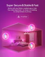 Matter Smart Light Bulbs, Color Changing Light Bulb, hub Required, A19 60W,2.4Ghz WiFi only,Compatible with Alexa Google Assistant, Apple Home,16 Million Colors RGBCW 800 Lumens,2 Packs - Image 8