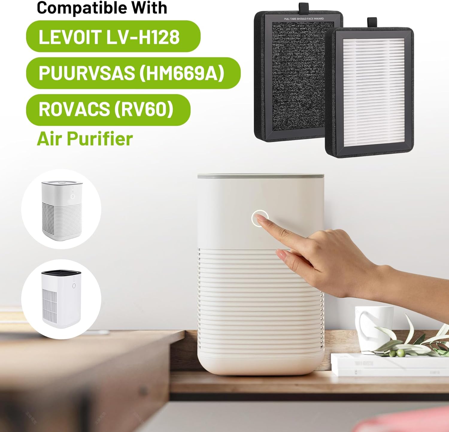 4 Pack LV-H128 Replacement Filter for Levoit Air Purifier, Compatible with LV-H128 / PUURVSAS (HM669A) / ROVACS (RV60) Air Purifier, 3 in 1 True HEPA Filtration System - Image 4