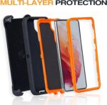 WallSkiN Case for Galaxy S23 Ultra (6.8") Heavy Duty Full Body Military Grade Drop Protection Carrying Cover Holder | Holster for Men Belt with Clip Stand – Camouflage/Orange - Image 5