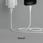 Belkin BoostCharge Pro Flex Braided USB Type C to Lightning Cable (2M/6.6ft), MFi Certified 20W Fast Charging PD Power Delivery for iPhone 14, iPhone 13, 12, 11, Pro, Max, Mini, SE, iPad - White - Image 7
