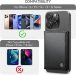 Defencase for Magsafe Wallet Magnetic Card Holder RFID Blocking, PU Leather Minimalist Phone Wallet Compatible with MagSafe Phones and Cases for iPhone 16/15/ 14/13/ 12/ Pro/Max/Plus, Black - Image 3