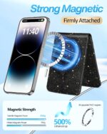 Shorogyt Compatible with Magsafe Wallet for Magnetic Card Holder for Women - Cute Phone Wallet for iPhone 16/15/14/13/12 Series,RFID Blocking Stand Printed Leather Fit 5 Cards,Sun and Moon - Image 4