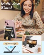Shorogyt Compatible with Magsafe Wallet for Magnetic Card Holder for Women - Cute Phone Wallet for iPhone 16/15/14/13/12 Series,RFID Blocking Stand Printed Leather Fit 5 Cards,Sun and Moon - Image 6