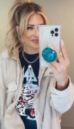 Grips by CRYSTALFY Blue Druzy Quartz Raw with Openings Crystal Phone Grip Holder & Expanding Kickstand - Natural Gemstone Swappable Top Accessory for iPhone, iPad, Kindle & Mobile Devices - Image 4