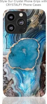 Grips by CRYSTALFY Blue Druzy Quartz Raw with Openings Crystal Phone Grip Holder & Expanding Kickstand - Natural Gemstone Swappable Top Accessory for iPhone, iPad, Kindle & Mobile Devices - Image 7