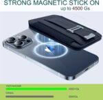 for Magsafe Wallet with Adjustable Stand and Grip, 10 Cards Holder Magnetic iPhone Wallet, Up to 4,500g Strength Magnet, for iPhone 16/15/14/13/12 Series, Black Wallet Black Band - Image 3