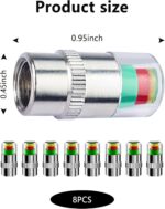 8PCS Tire Pressure Caps,Visual Tire Caps with Pressure Gauge & 3 Color Provides Real-Time Monitoring,Universal Car Valve Stem Cap Automotive Accessories for Most Vehicles - Image 3