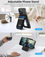 For Magsafe Wallet Stand, Strongest Magnetic Wallet for iPhone 16/15/14/13/12 Series, ID Window, 4 Card Slots, Fit 9 Cards, Vegan Leather, RFID Blocking, Black Carbon Fiber - Image 3