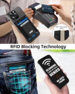 For Magsafe Wallet Stand, Strongest Magnetic Wallet for iPhone 16/15/14/13/12 Series, ID Window, 4 Card Slots, Fit 9 Cards, Vegan Leather, RFID Blocking, Black Carbon Fiber - Image 4