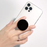 OnTheGrip Cute Solid Macaron Color Round Shape Collapsible Mobile Phone Grip Stand Holder for Smartphone Tablet Cell Phone Accessory (Black) - Image 3