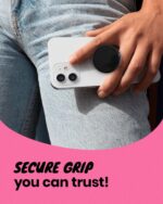 OnTheGrip Cute Solid Macaron Color Round Shape Collapsible Mobile Phone Grip Stand Holder for Smartphone Tablet Cell Phone Accessory (Black) - Image 4
